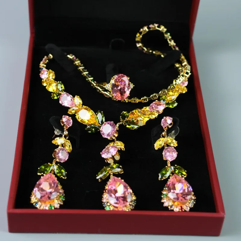 

Natural High Ice Pink Water Drop Three-piece Set Women's Fashion Accessories