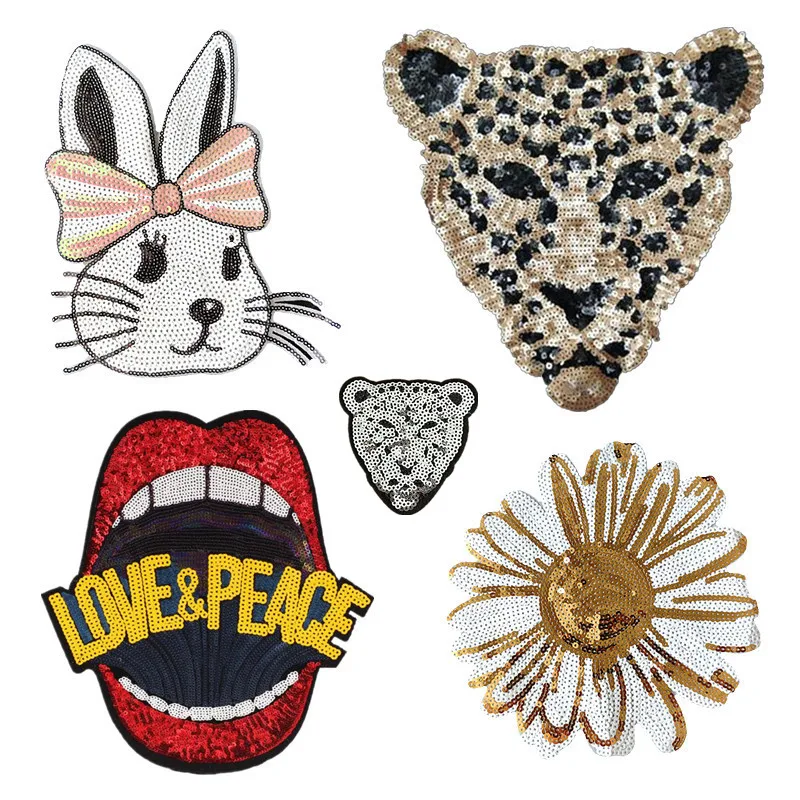 Animal Letters Sequins Leopard Head Can Be Sewn On Patches For Clothing Decorative For Hat Backpack And More Sewing Decorative