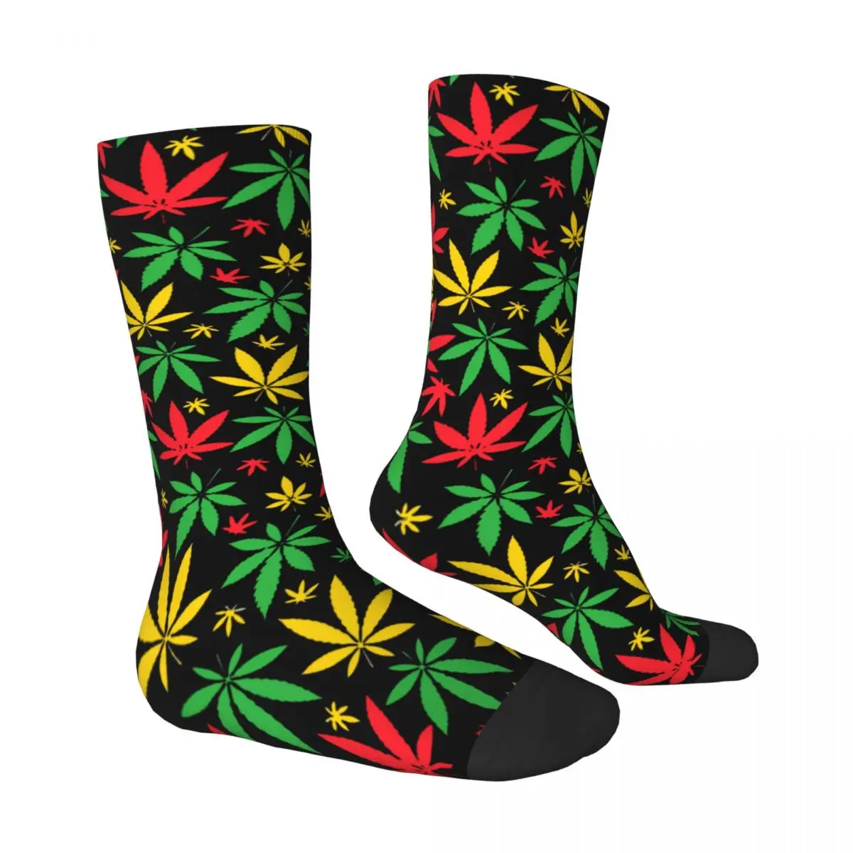 Rasta Flag Colors Cannabis Leaf Plant Marijuana Weed Kawaii Socks Sports Cartoon Pattern Socks