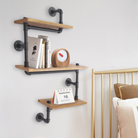 Storage Rack, 3 Tier Wood Wall Shelves with Metal Rack, 3-tier Floating Storage Shelf，Pine bookshelf，Storage rack