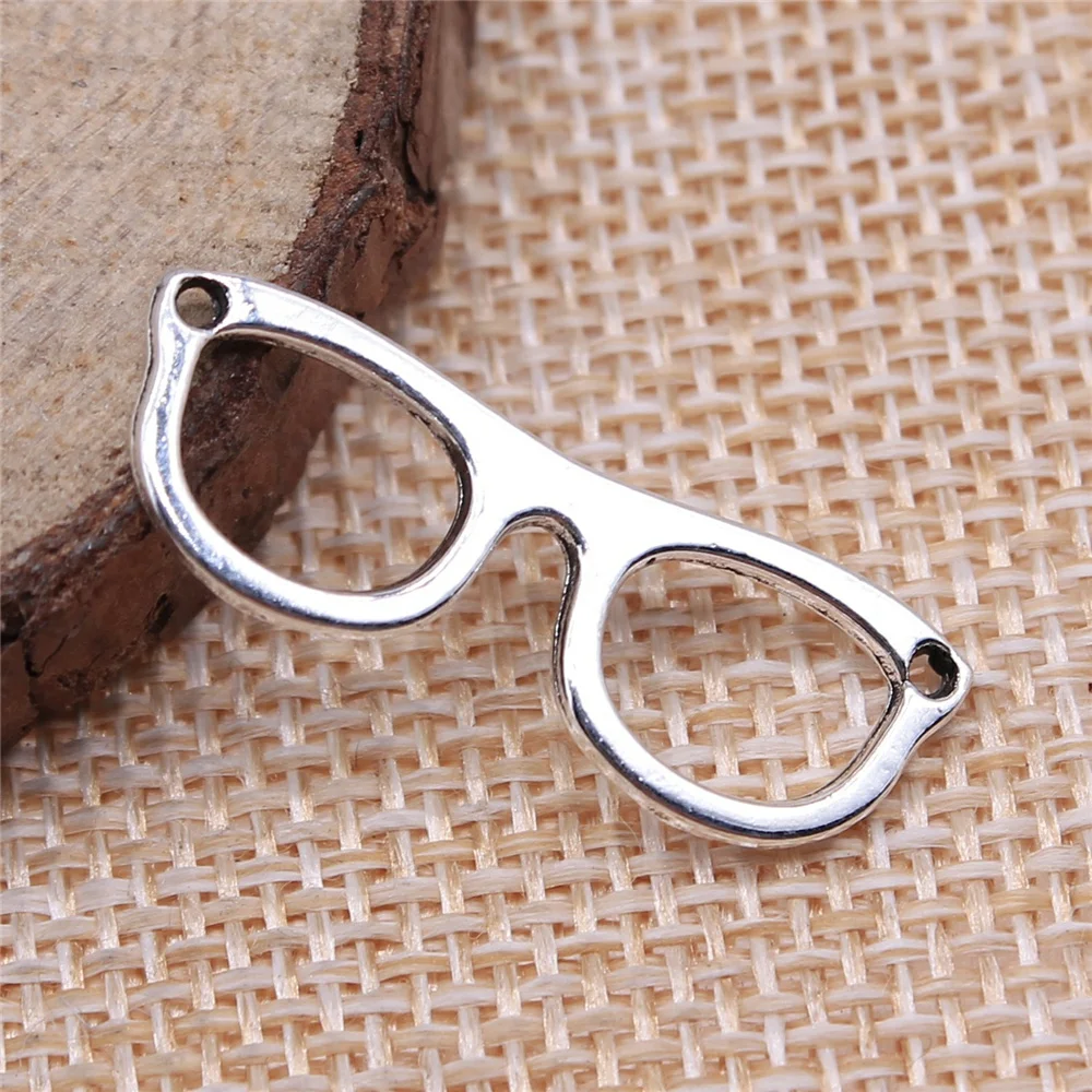 WYSIWYG 10pcs 29x10mm Pendant Glasses Connector Glasses Charm Pendants For Jewelry Making Antique Silver Color Glasses Pendants