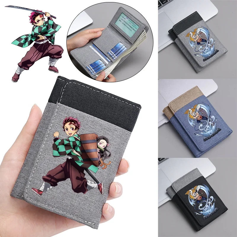 

Demon Slayer Coin Purse Fashion Men Women Short Folding Wallet Cartoon Student Money Storage Bag Wallets Card Holder Gifts