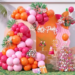 105PCS Balloons Garland Arch Kit with Rose Red Orange Pink Balloons for Wedding Decor, Birthday Decor, Anniversary Decor