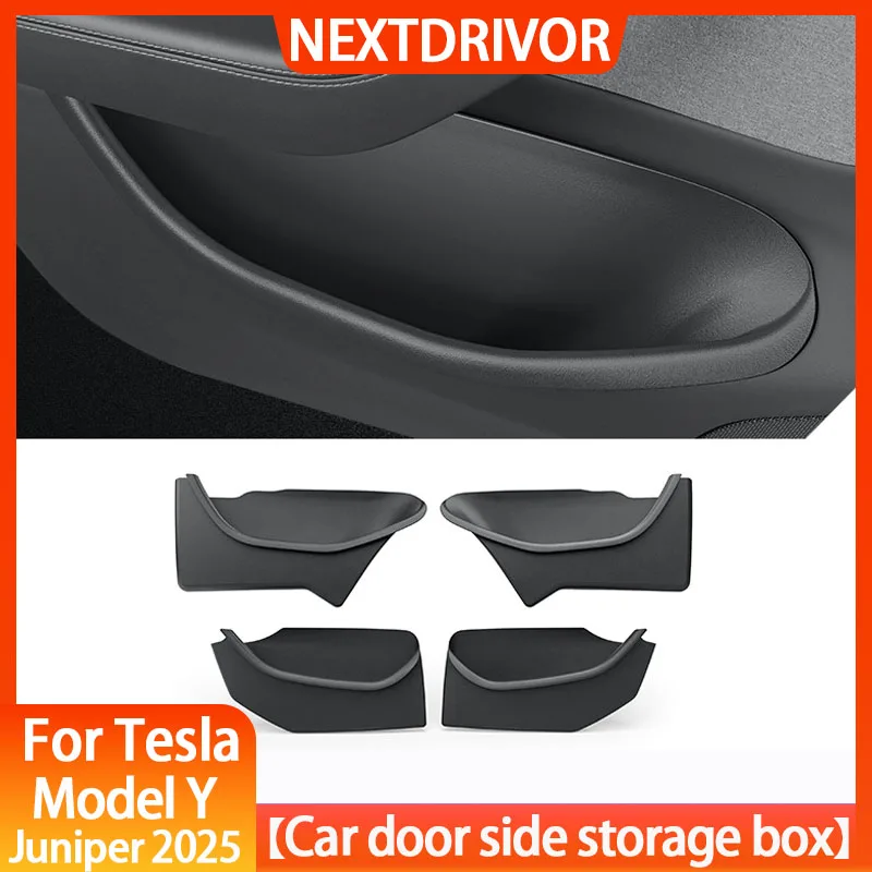 

For Tesla Model 3/Y Juniper 2025 Door Storage Organizer Box TPE Interior Accessories Front Rear Seat Side Bin Car Organizer