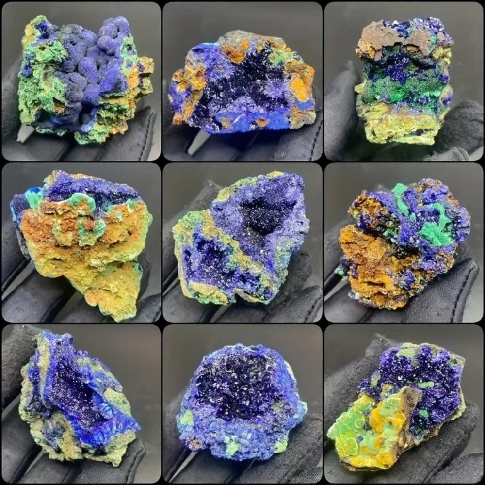 Espécimen Mineral de piedra simbiótica de malaquita y mineral de azurita Natural para curación de Reiki y decoración del hogar