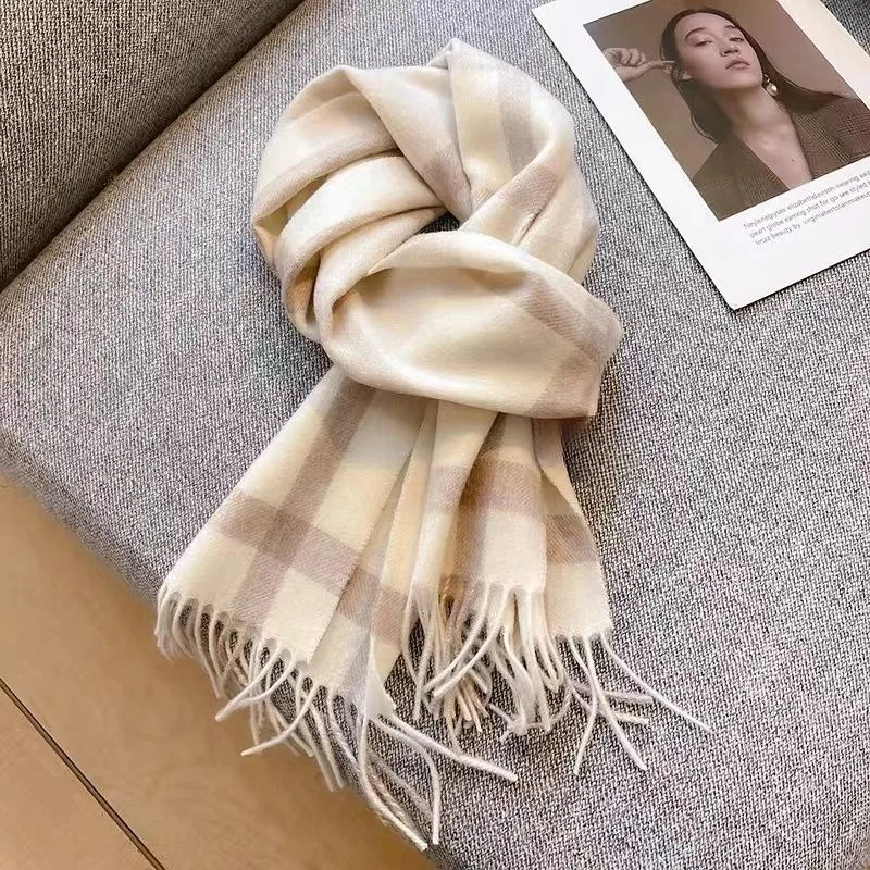 2024 New Scarf Korean Fashion Checkered Winter Thickened Student Couple Scarf Autumn Warm Shawl