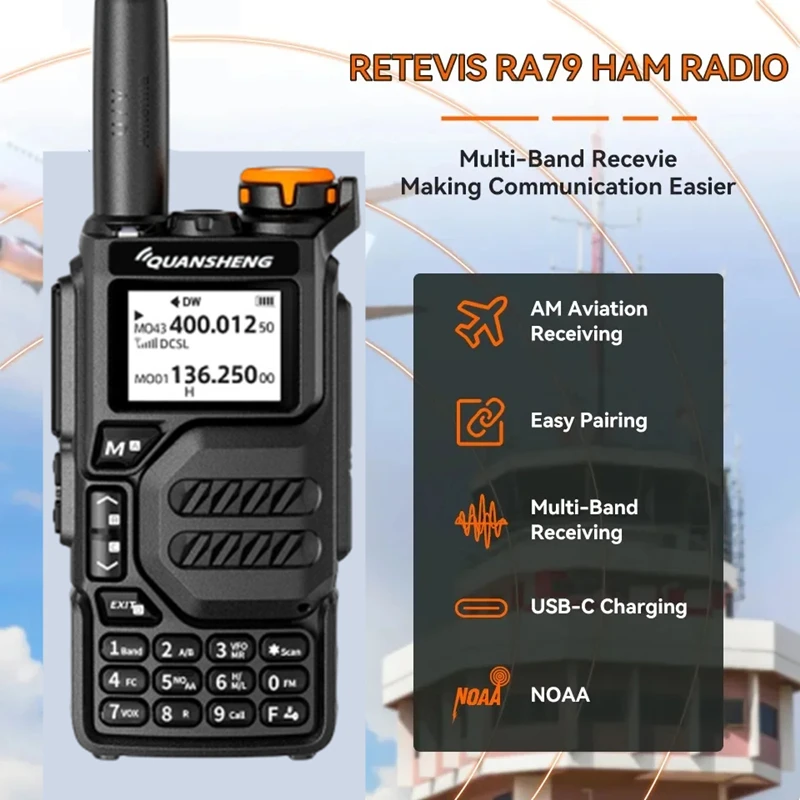 Quansheng Walkie Talkie UV-K5 5 W, pita udara dua arah Radio UHF VHF DTMF FM Scrambler NOAA frekuensi nirkabel Radio Ham salinan