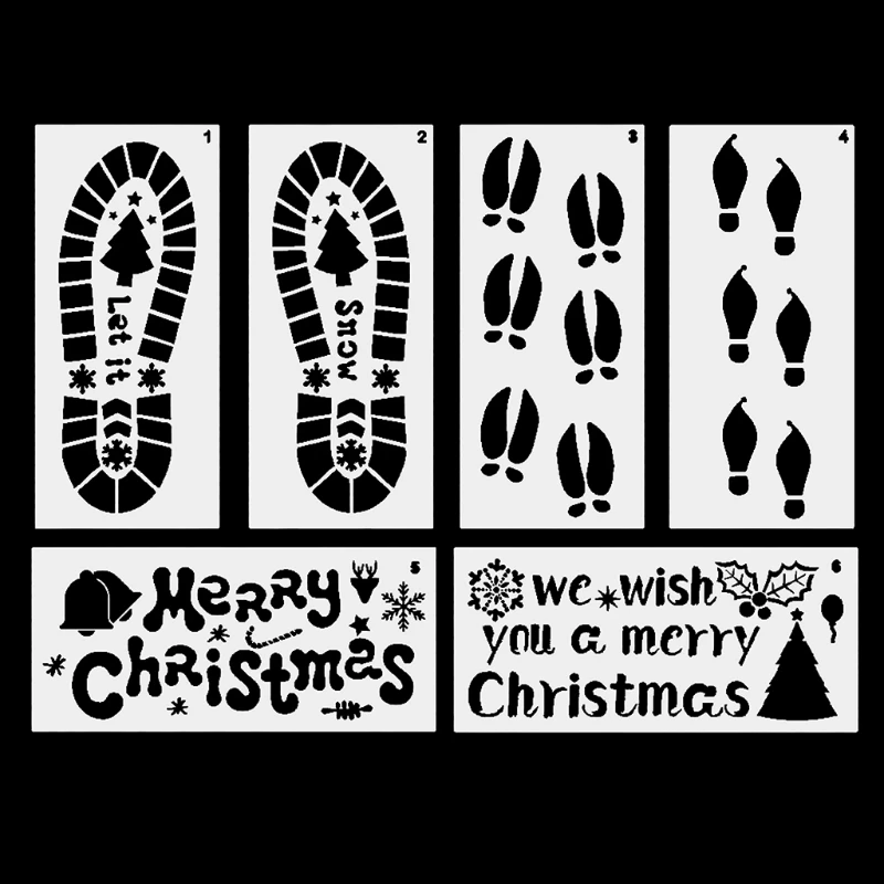 6ピース/パッククリスマス製図テンプレート大足ステンシル落書きツール