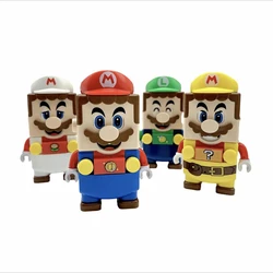 Bloques de construcción de Super Mario Bros para niños, Luigi, Buliding, figuras de acción, juguetes de montaje, mark box, muñecas, regalos de cumpleaños, spiderman