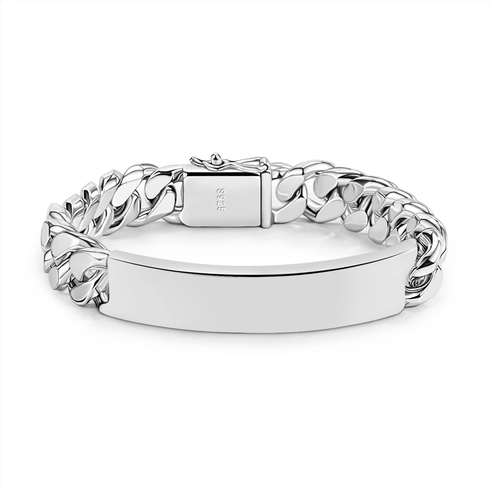 Luxury 925 Solid Sterling Silver 12MM Cuban Chain Bracelet Handcrafted Men & Women Charm Fashion Style Fine Jewelry Hip Hop Gift