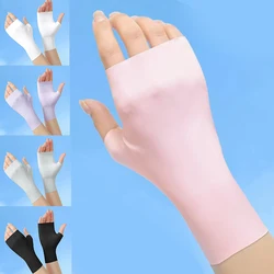 Sunscreen Fingerless Gloves Summer Gloves For Driving UV Sun Protection Mittens Half Finger Gloves For Women And Men Breathable