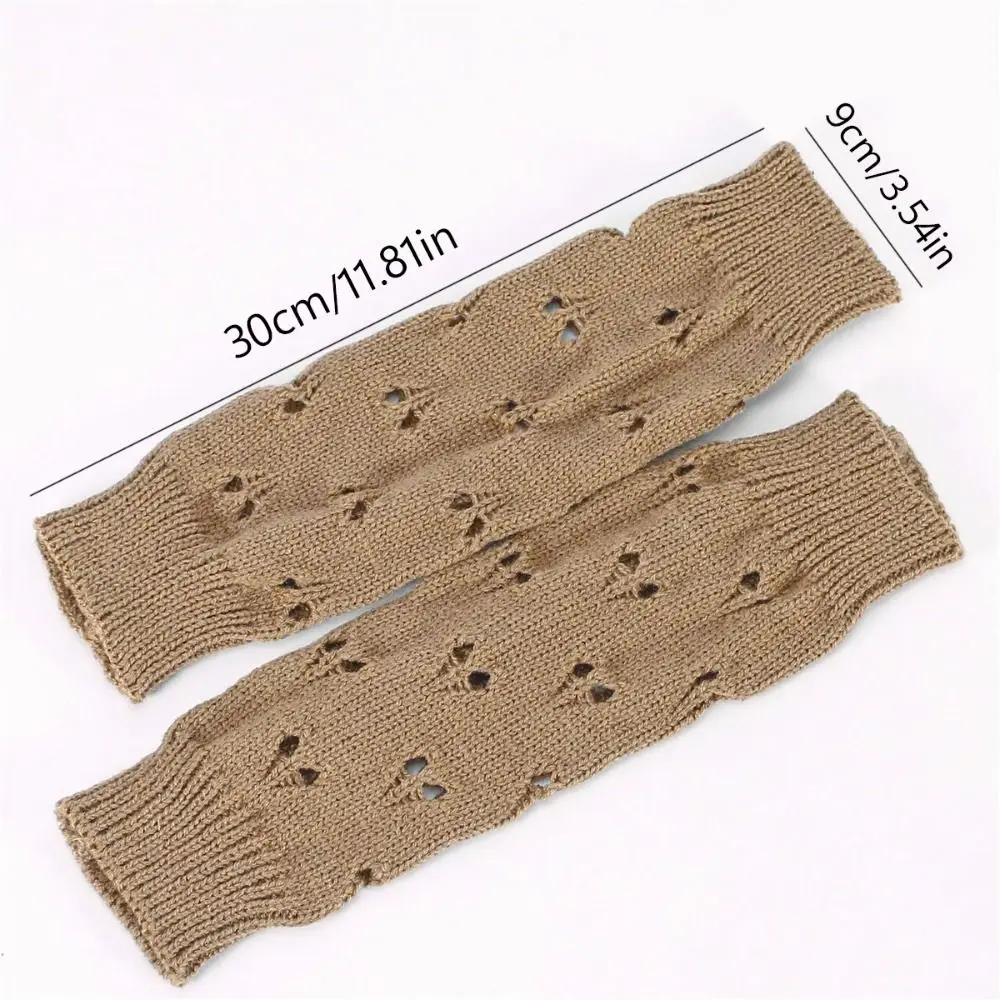 Touch Screen Heart Knitted Fingerless Gloves Fingerless Wristband Hollow Out Loose Gloves Elastic Windproof Half Finger Sleeves