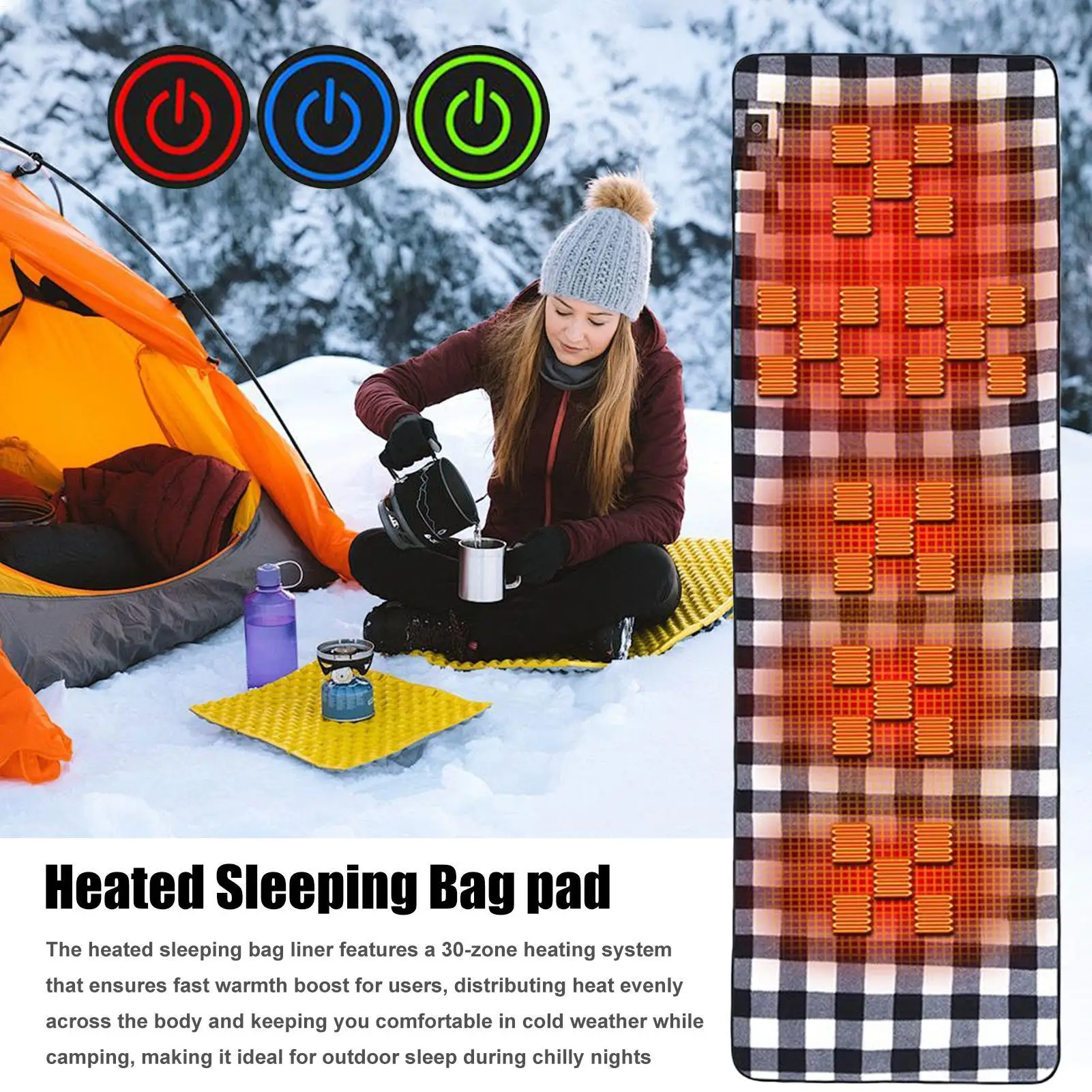 

Heated Sleeping Bag Pad 3 Gears Soft Mat Blanket Sleeping Bag Liners For Men Women Hiking Outdoor Picnic Travel Survival Tents