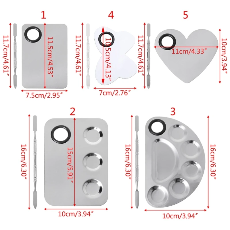 Stainless Steel Paint Tray Mixing Rod Spatula Set For Nail Art Supply