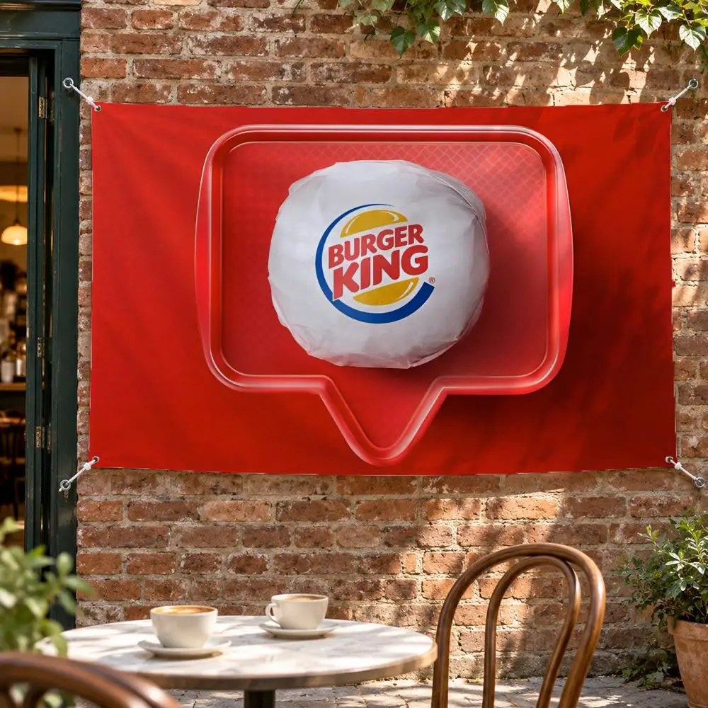 Burger King Flags No Hem Wall Banner Indoor Outdoor For Home Party Garden Decor