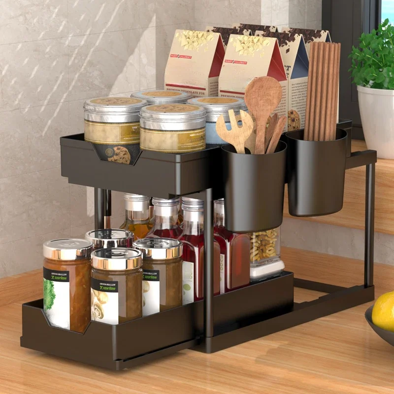 Pull-out Spice Storage Rack Useful Things for Kitchen Storage & Organization Cutlery Organizer Kitchen accessories Home Item