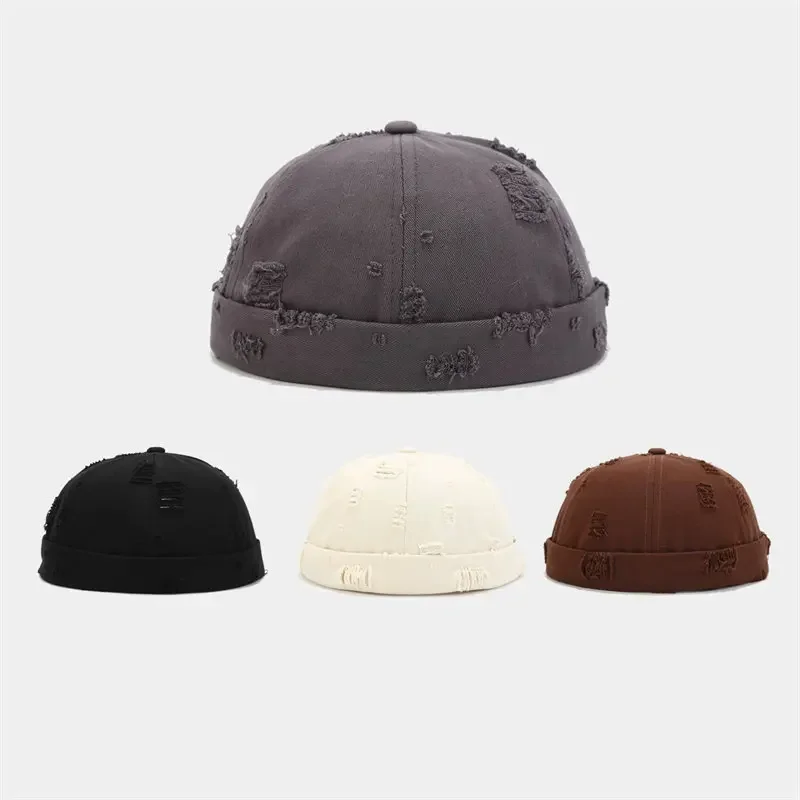 Spring and Summer Cotton Solid Docker Cap Brimless Hat Skullies Beanie Hats Landlord Sailor Cap Men and Women 14
