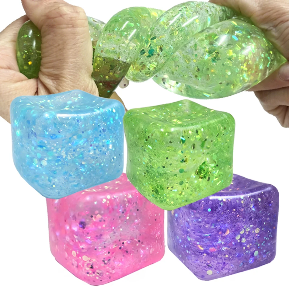 1-4pcs Squishy Maltose Snow Ice Cube Stress Balls Stress Balls for Adults Anxiety Relief Funny Stress Calming Toys wholesale