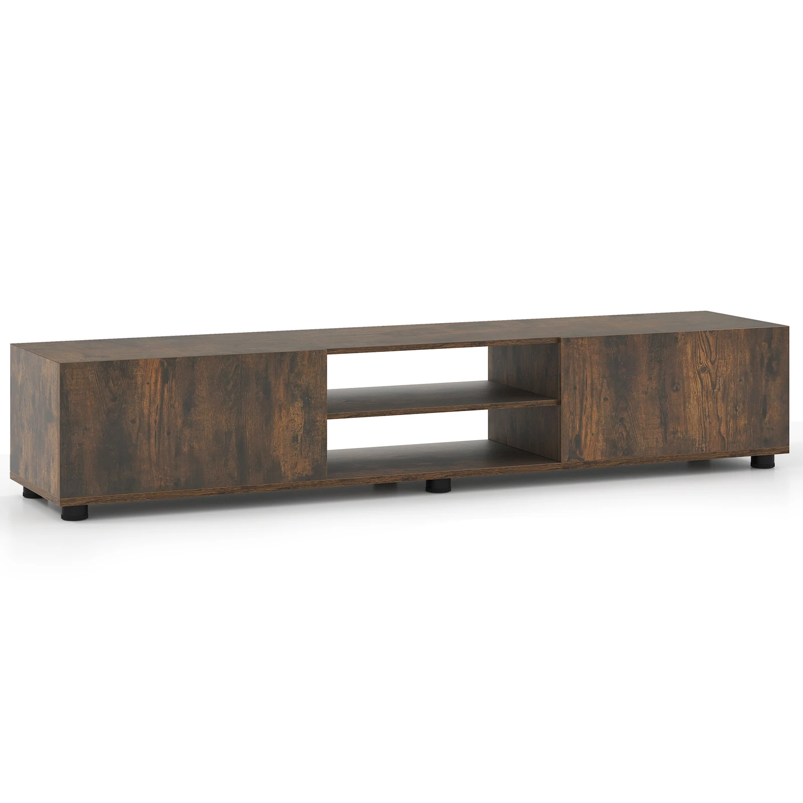 

TV Stand for up to 70” TVs, Media Console Table w/ Double Doors & Open Shelves