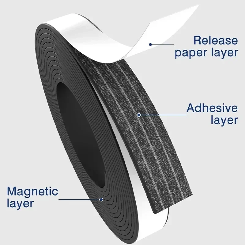 Magnetic Tape Self Adhesive Cuttable Rubber Magnetic Strip for Fridge Wall DIY Photo Poster Fixing Tape Home Office Storage Tool