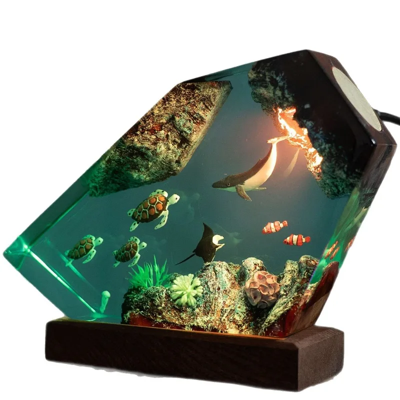 

Resin solid wood handmade luminous light