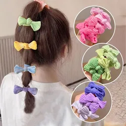 Hair Ropes for Girl Candy Color Bow Baby Girl Ponytail Rubber Bands Set Solid Color Elastic Hair Bands Kids Hair Accessories