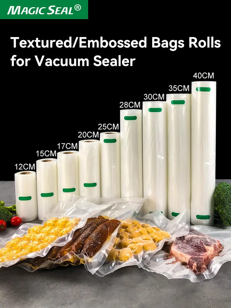 MAGIC SEAL Vacuum Sealer Bags for Food Embossed/Textured Packing Bags Sous Vide Storage for Fruit Vegetable 500cm/Rolls