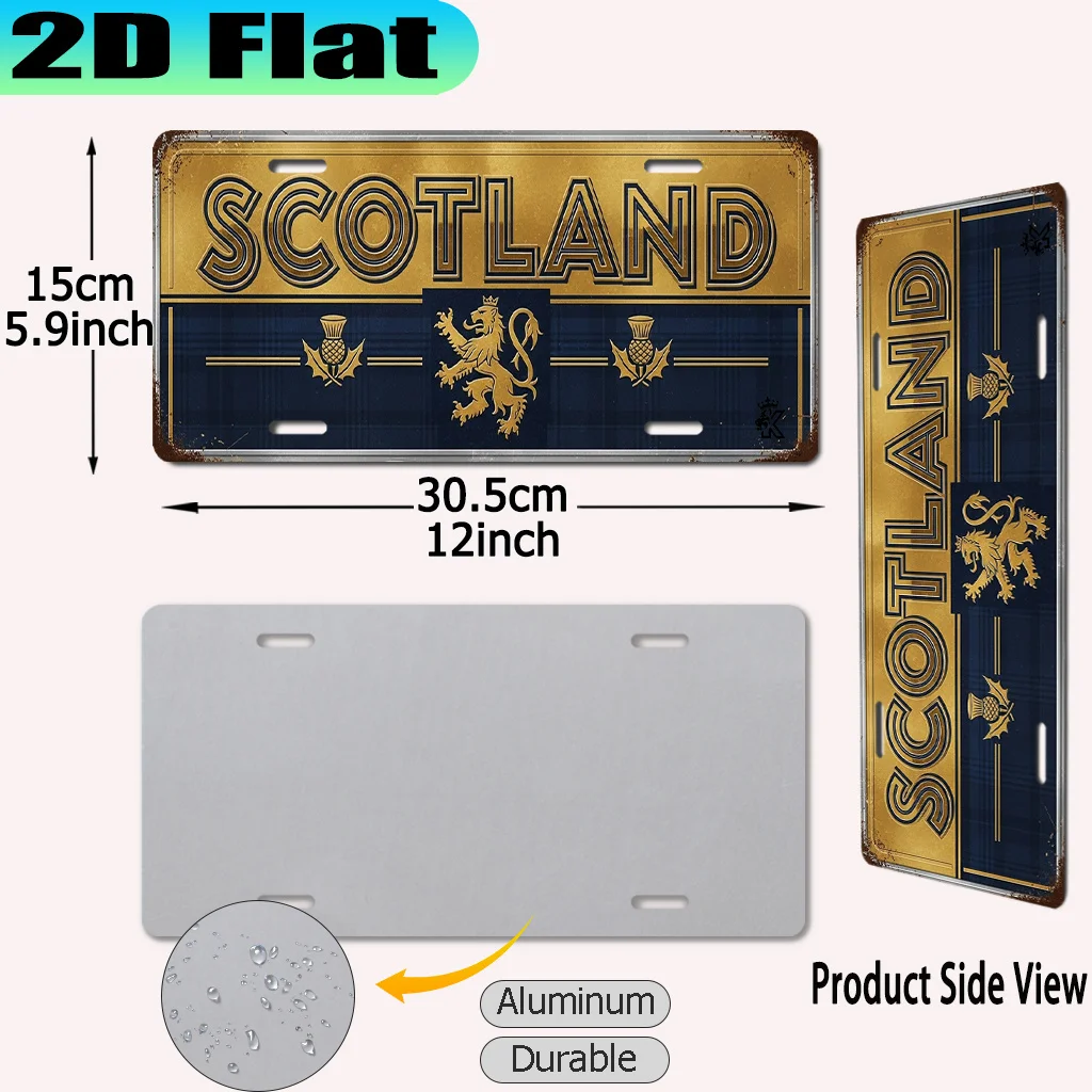 2D Flat - 【2D Flat】 2D Flat - [2D Flat] 2D Flat Printing, 1pc, Vintage Aluminum Sign from Scotland (12X6 Inches), Retro Urban St