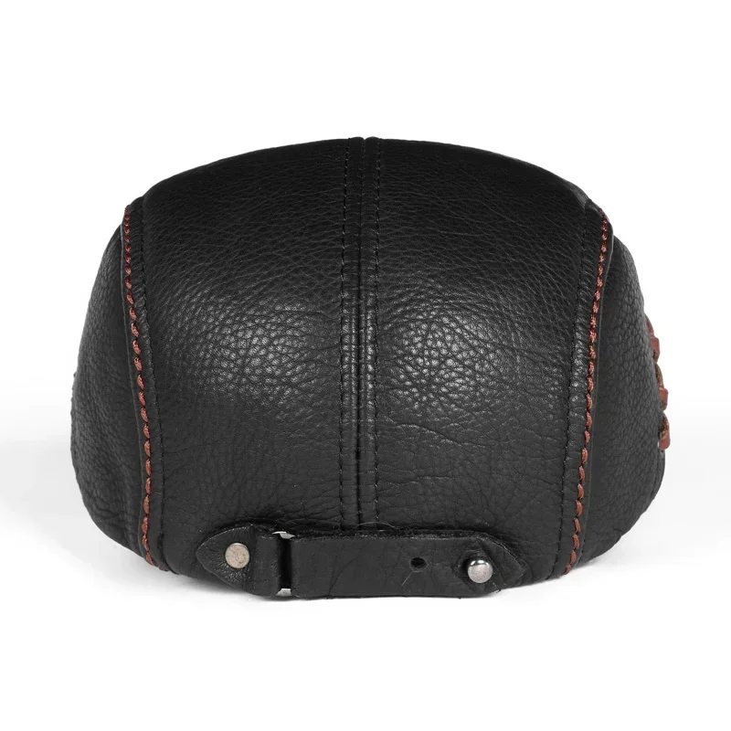 Мужская уличная кожаная шапка, зимние береты, мужская теплая защитная шапка для ушей, 100% натуральная кожа, шляпа для папы, Leisure Boinas Para Mujer