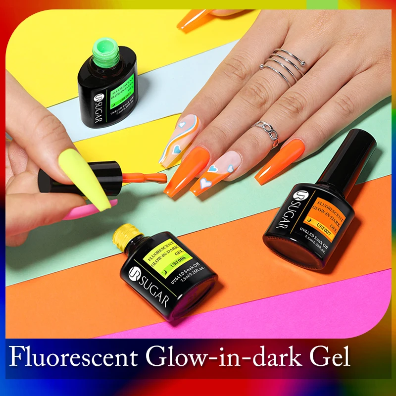 UR SUGAR 7.5ml Neon Fluorescent Glow-in-dark Gel Nail Polish Soak Off Luminous Neon UV LED Varnish Need Matte Top Coat