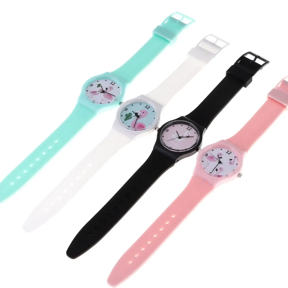 

Часы белого цвета, 1 шт., креативный дизайн с изображением фламинго, прочные, точные, с кварцевым механизмом, подарок на день рождения