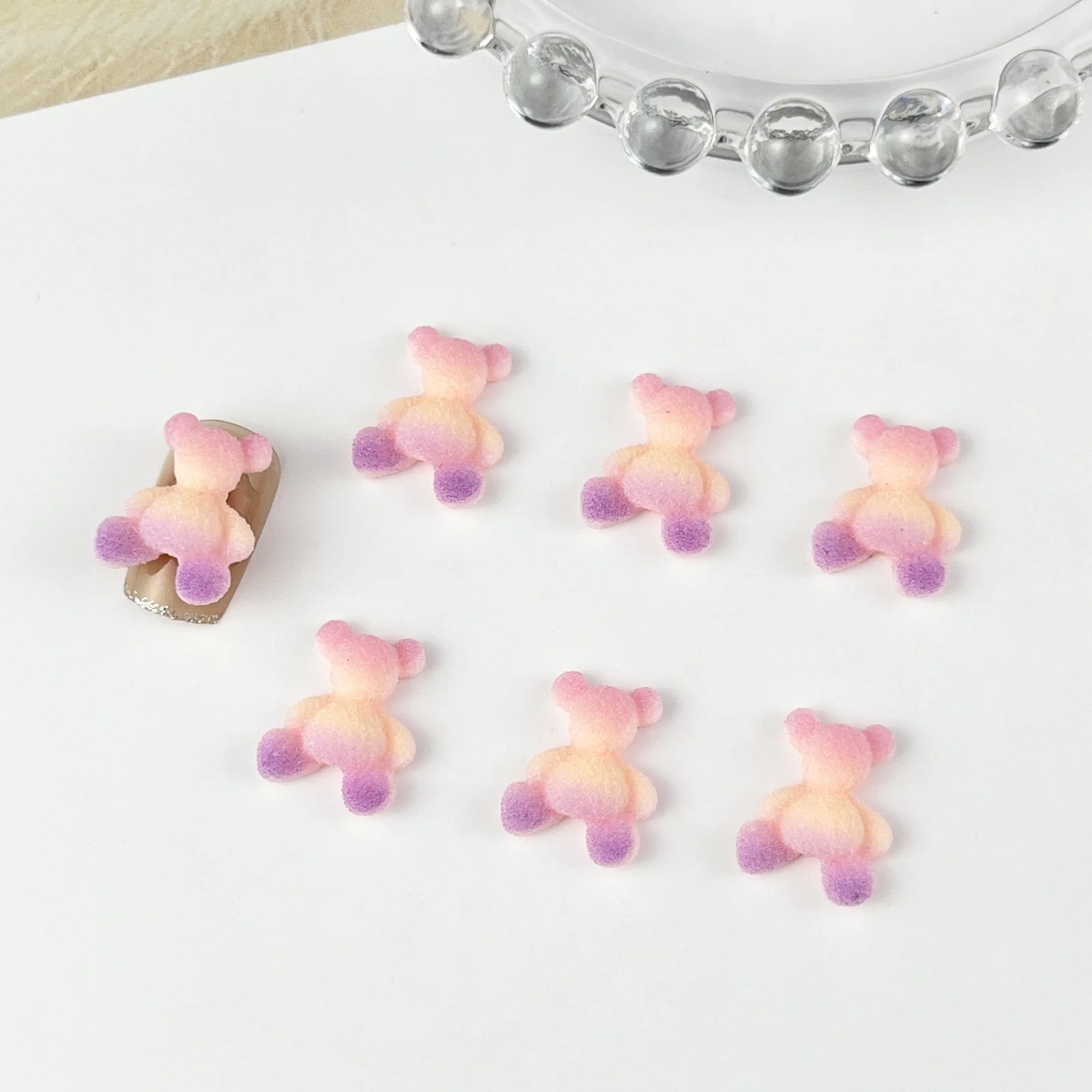 20 pçs kiyomi açúcar barriga urso acessórios luminoso gradiente areia urso bugigangas adorável babybear resina diy ornamentos de unhas 404art