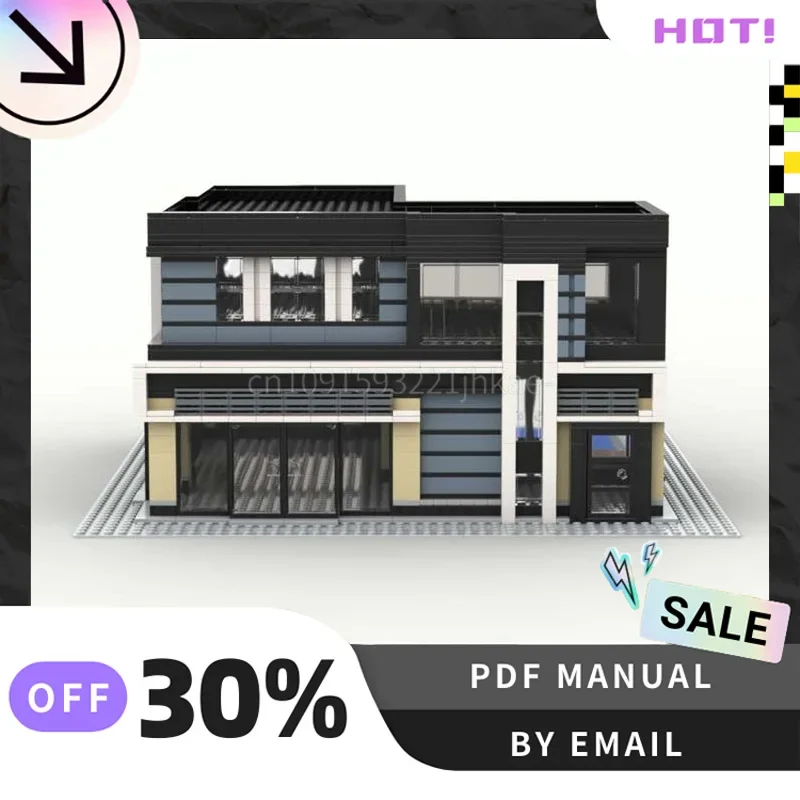 [1292PCS] Aangepaste MOC Moderne huis Creatieve Bouwstenen Set STEM Educatief Speelgoed DIY Bouw Model Kit Verjaardagscadeau