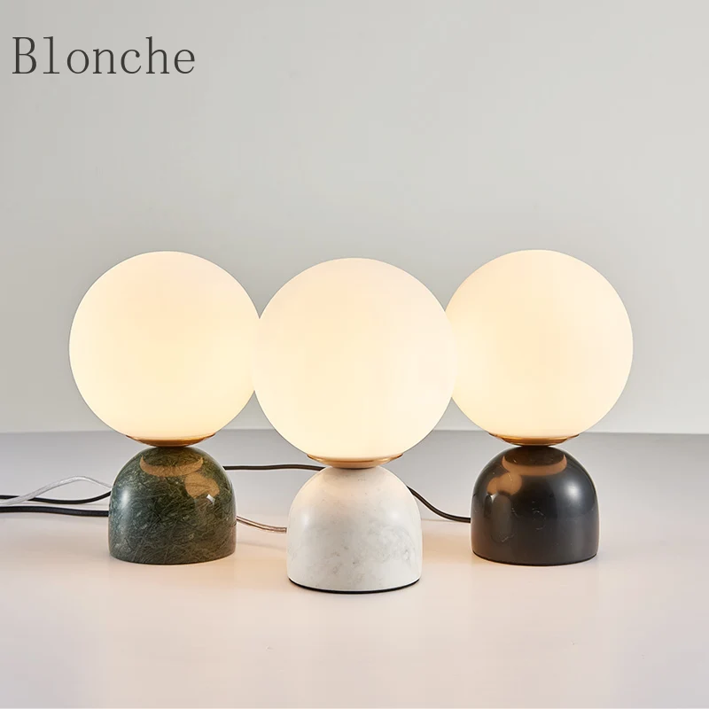 

Modern Marble Table Lamp Home Decor Glass Ball Desk Lamps for Home Bedroom Bedside Study Hotel Living Room Desktop Lighting