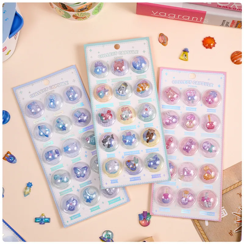 

Kawaii Cartoon 3D Stereoscopic Relief Crystal Stickers Creative Peripheral Illustrations Student Reward Sticker Decorative Gifts