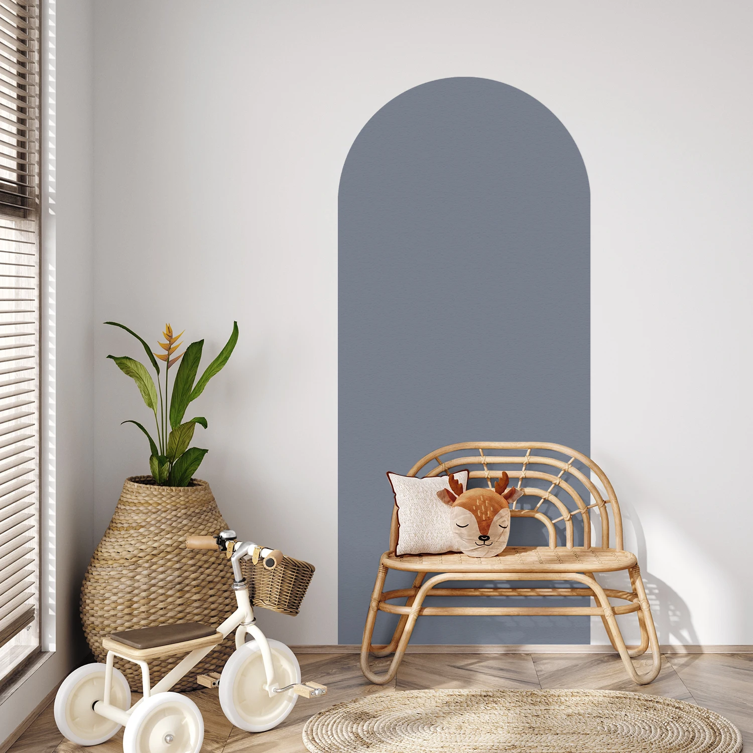 2PCS minimalist Morandi gray blue arch pattern sticker, self-adhesive, used for decorating living room, bedroom, bathroom walls
