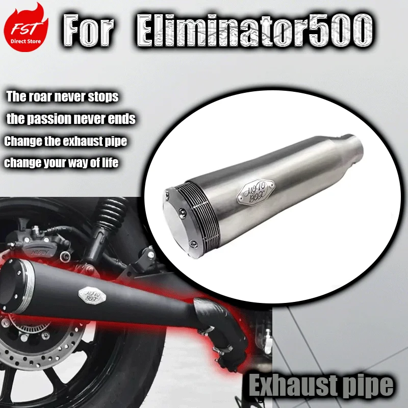 For Eliminator 500 Modified Right-Side Single-Outlet Trap Exhaust Pipe Tail/Mid-Section Retro Sounding Parts