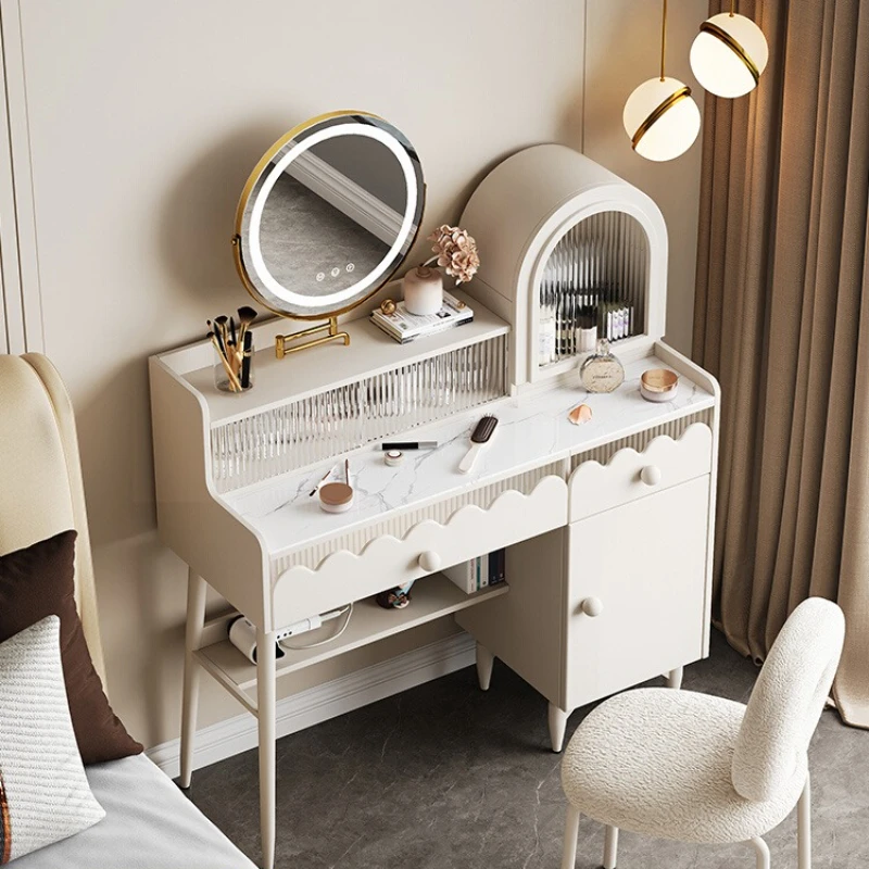 

Furniture for Bedroom Makeup Table with Mirror and Chair Vanity Vintage Dressing Table with Glass Plate Dresser Makeup Stand