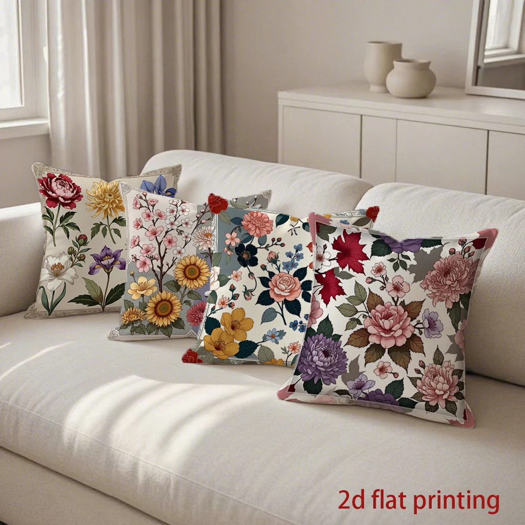 

Цветные наволочки с цветочным узором для дома, декоративные чехлы для подушек, подходят для дивана, спальни, автомобиля