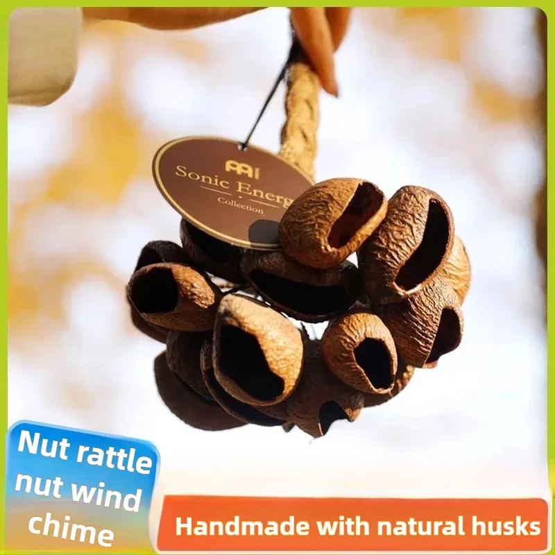 Natural Fruit Shell Rattle Sound Therapy Nuts Beam Wind Chime Healing Gift Handbells Yoga Meditation Percussion Instruments