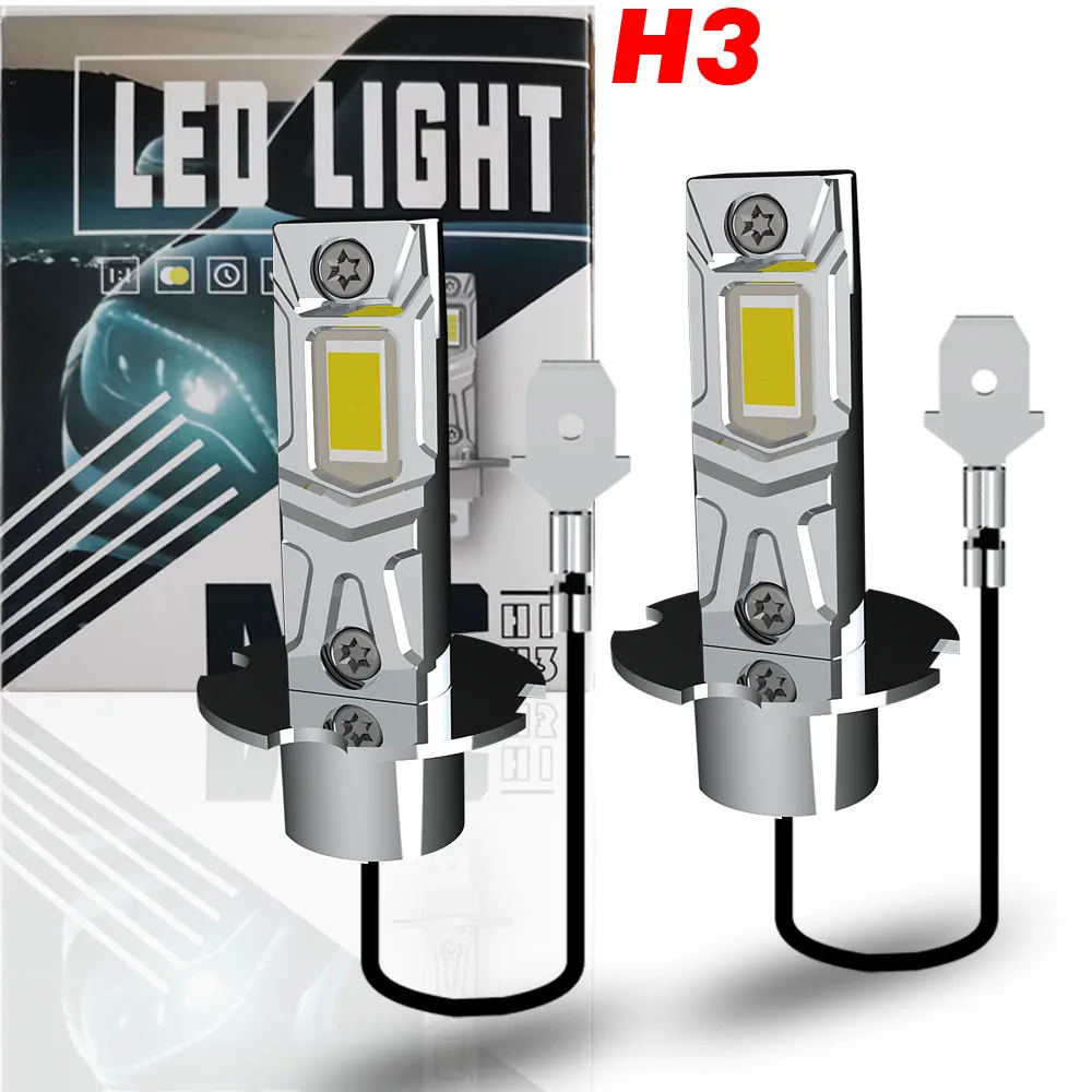 2pcs H3 PK22s LED Light 12V 55W High Power Motorcycle Bulbs Car Turbo Diode White Moto Fog Lamp Super Bright No Adapter Required