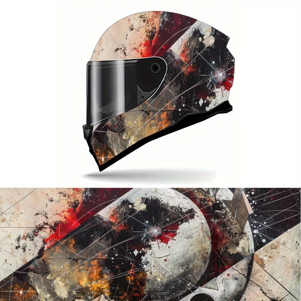 Edgy Abstract Planet Art Helm-Vinylfolien, wasserdichte, selbstklebende Helm-Vinylfolien, Oberflächenschutz, personalisierter Motor