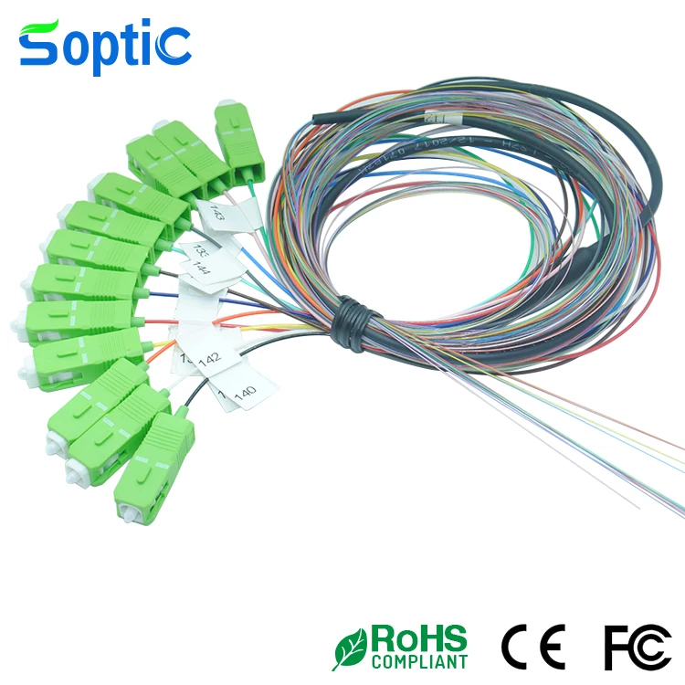 SC/APC Optical Fiber Pigtails 12 core 3M-0.9mm