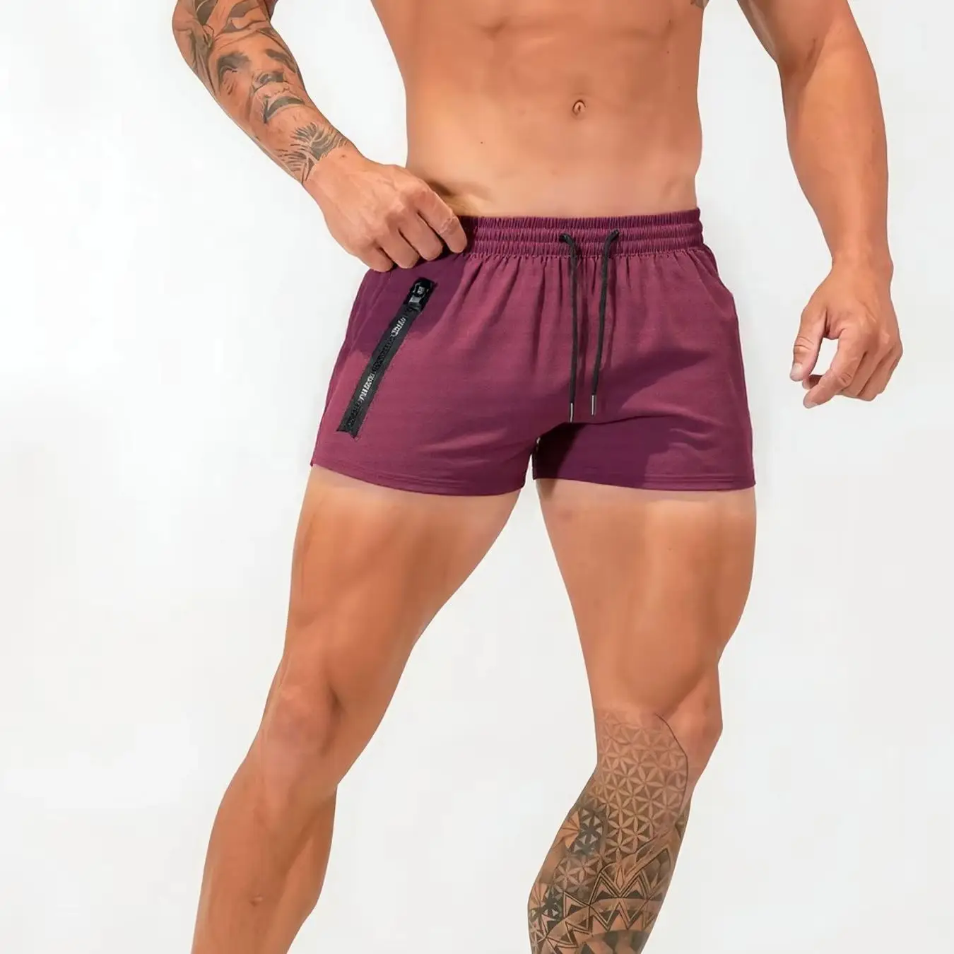 

Мужские однотонные пляжные шорты, летние быстросохнущие боковые шорты с двойными карманами на молнии, дизайнерские шорты для бега, баскетбола, тренировок в тренажерном зале
