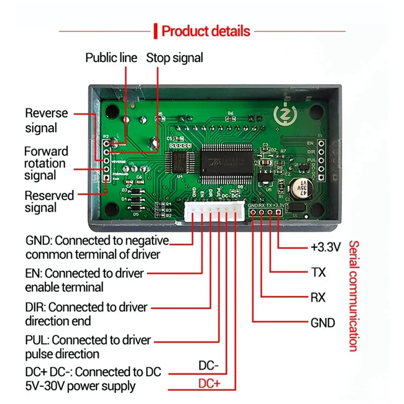 ZK-SMC01 Stepper Motor Driver and Controller DC 5-30V Reverse Pulse Speed Control Board Programmable PLC Serial