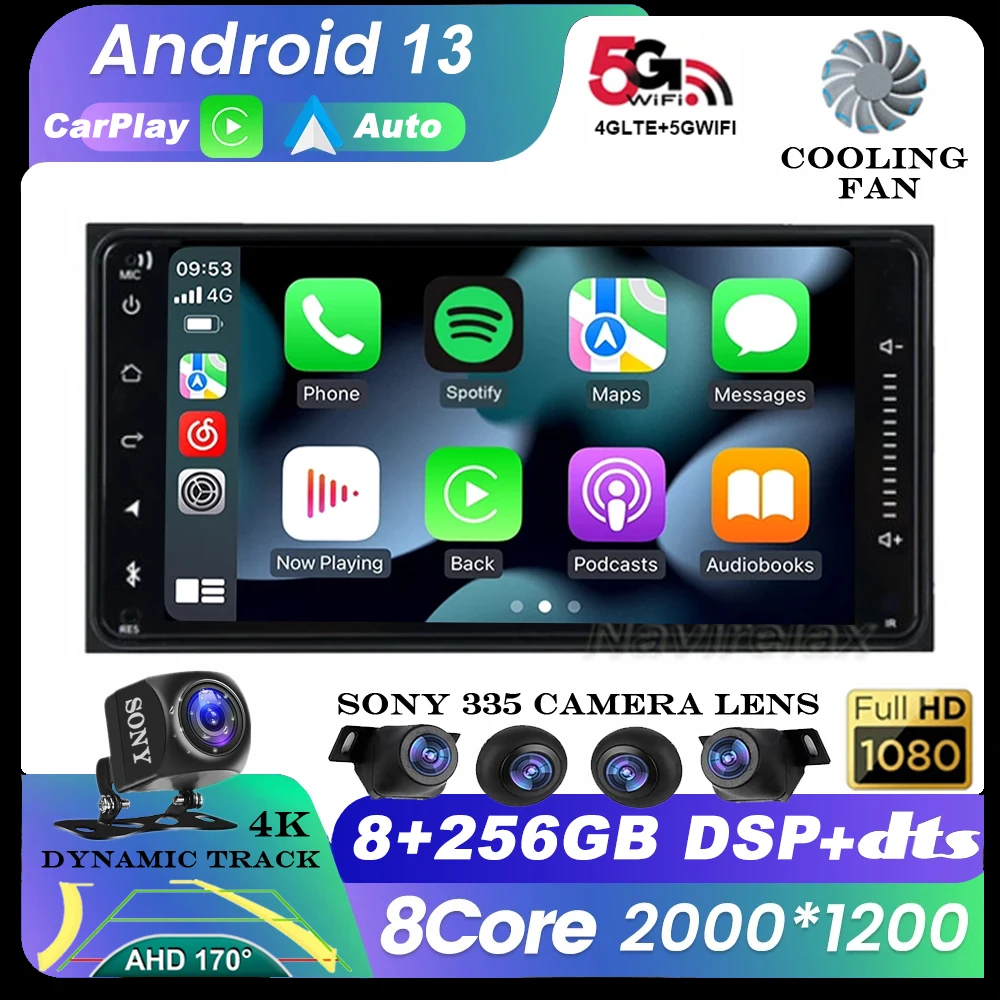 

Android 13 Universal Car Radio For Toyota VIOS CROWN CAMRY HIACE PREVIA COROLLA RAV4 Multimedia Stereo Player CarPlay Auto QLED