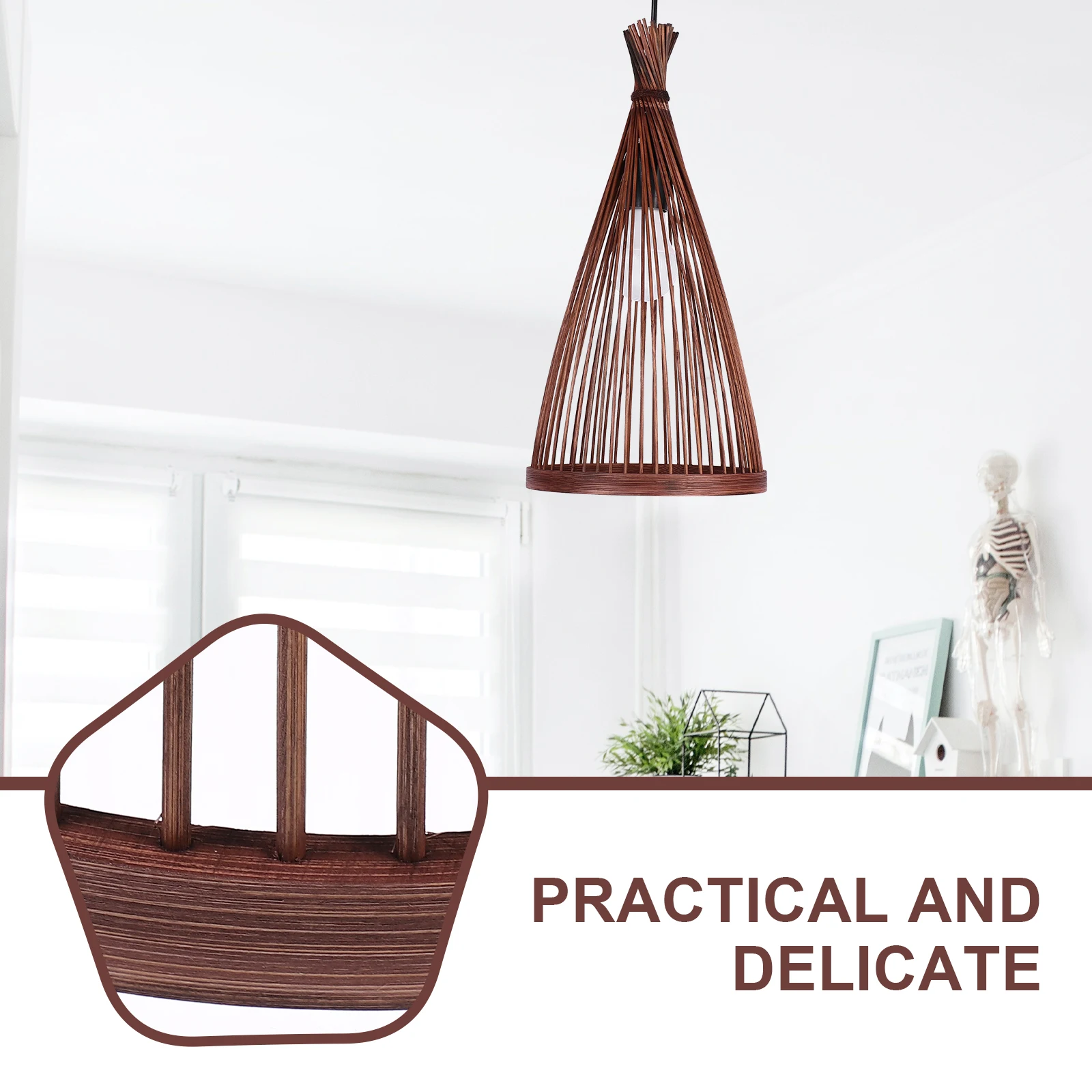 

Bamboo Ch Woven Bamboo Light Pendant Lamp LED Ceiling Lights Classic Small Hanging Rattan Weaving Home Store Decor