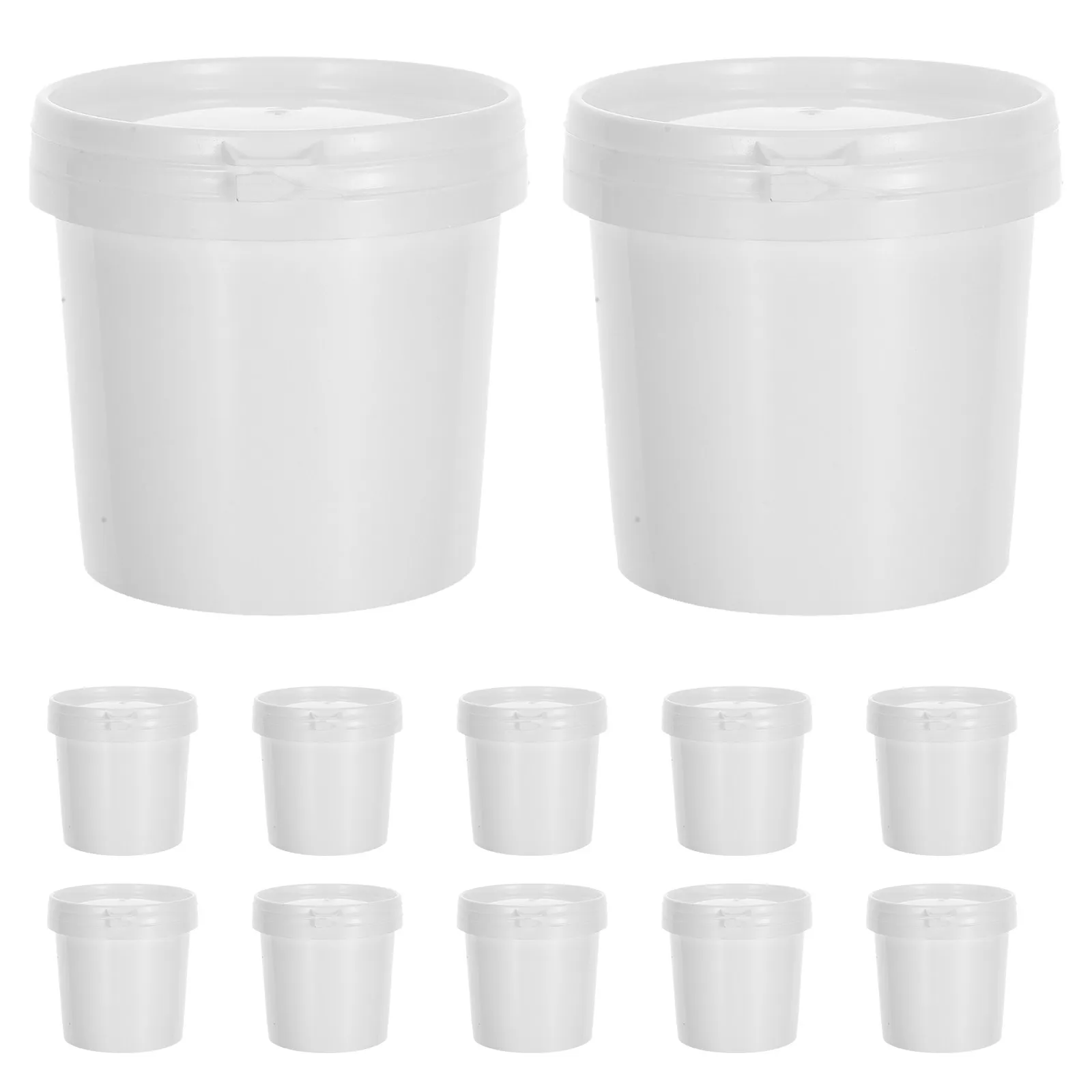 12Pcs Chemical Storage Buckets White Plastic Airtight Lid 500Ml Paint Oil Sealed Containers Industrial Storage Pails