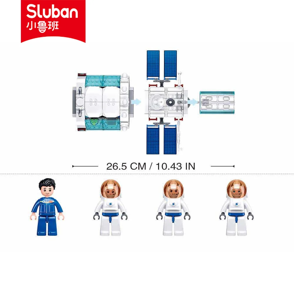 Sluban Building Block Toys Space Series B1201 Dream Space Station Core Module 502PCS Model Bricks Compatible With Leading Brands