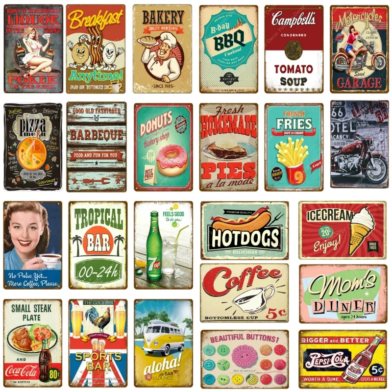 Homemade Pies Retro Plaque Breakfast Diner Metal Tin Signs Cafe Bar Pub Signboard Wall Decor Vintage Food Plates YJ166